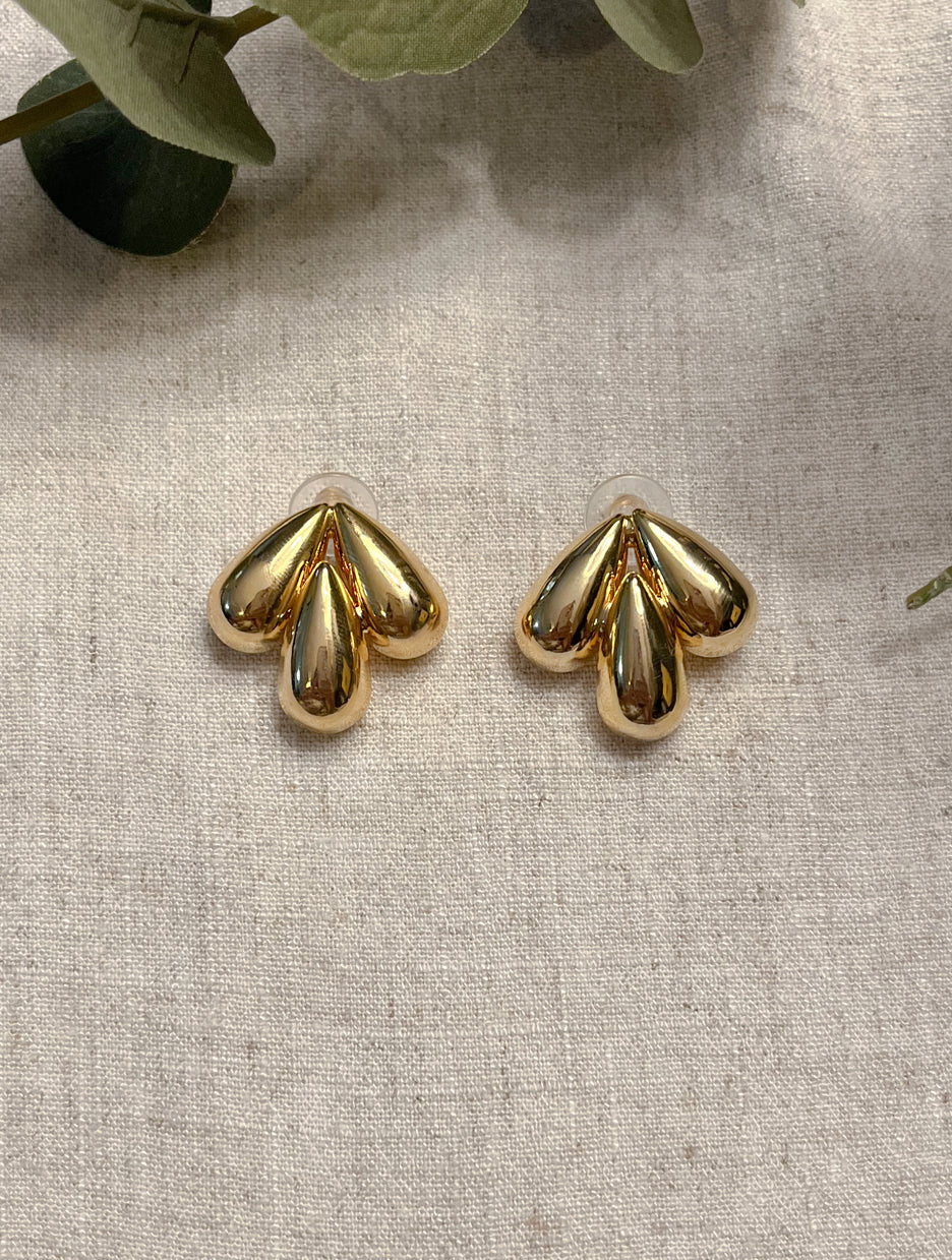 Aretes 3 gotas dorados J2