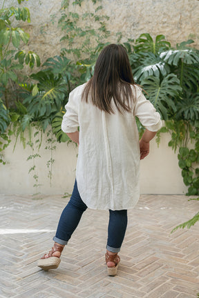 Vestido Camisero de Lino Marfil