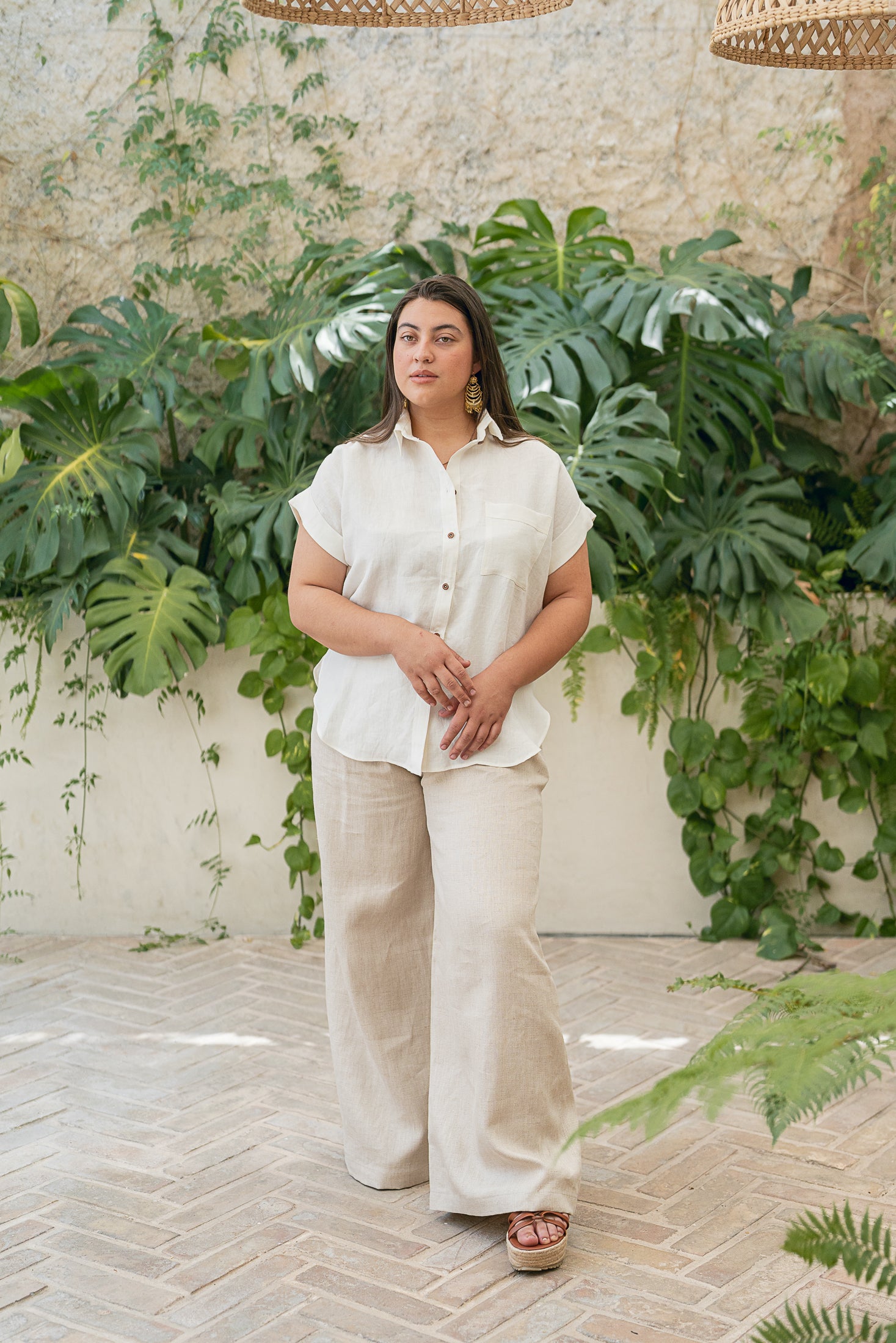 Ivory Linen Shirt Short Sleeve