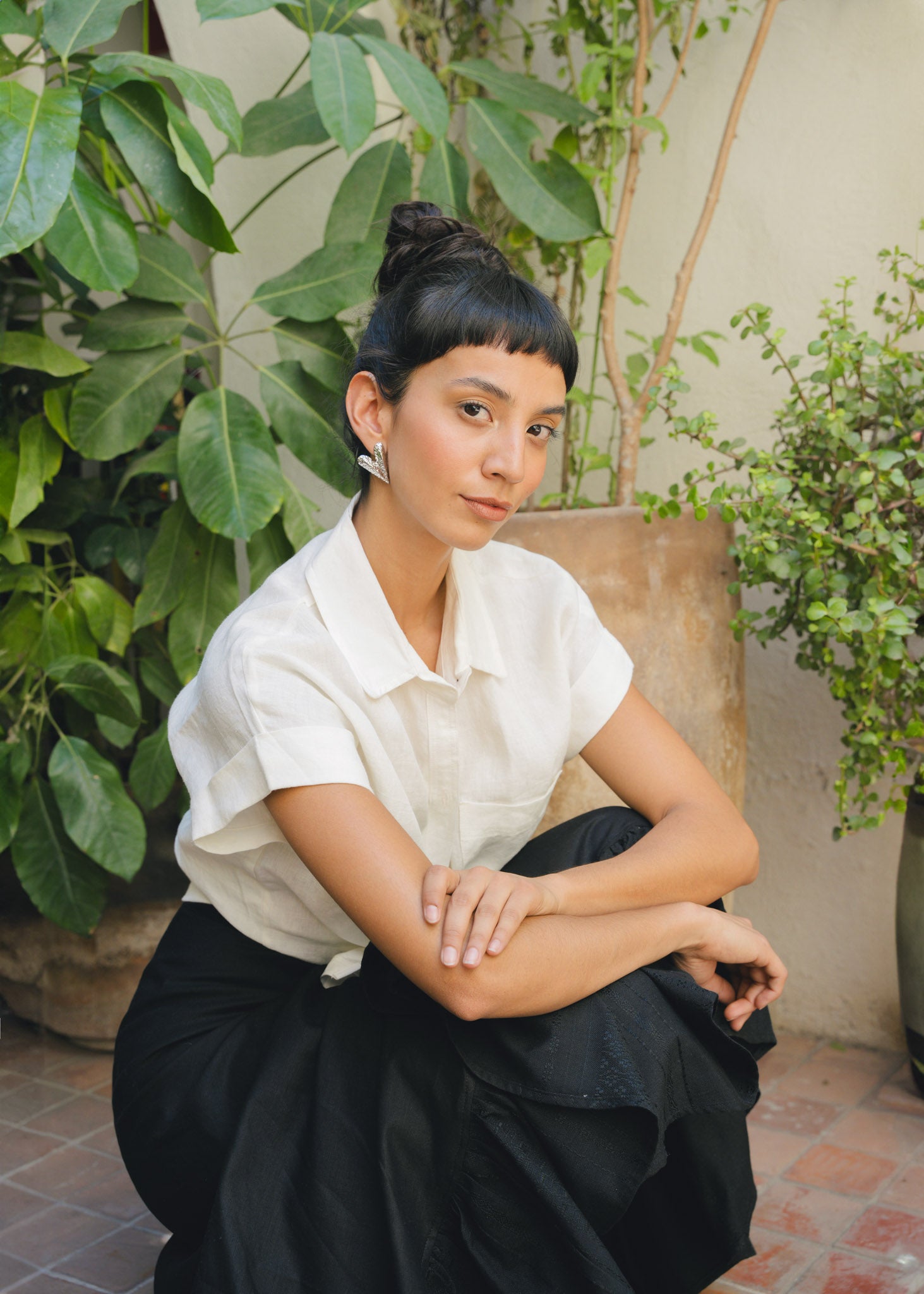 Ivory Linen Shirt Short Sleeve