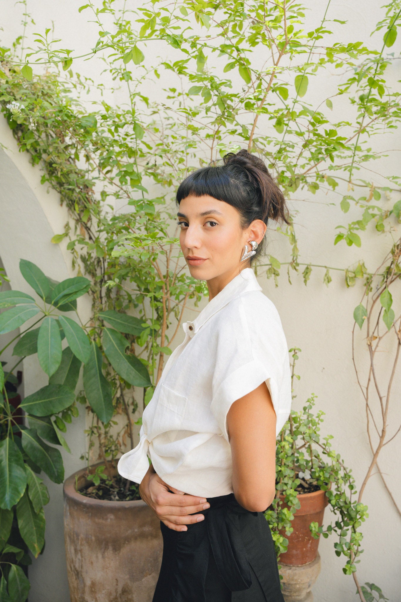 Ivory Linen Shirt Short Sleeve
