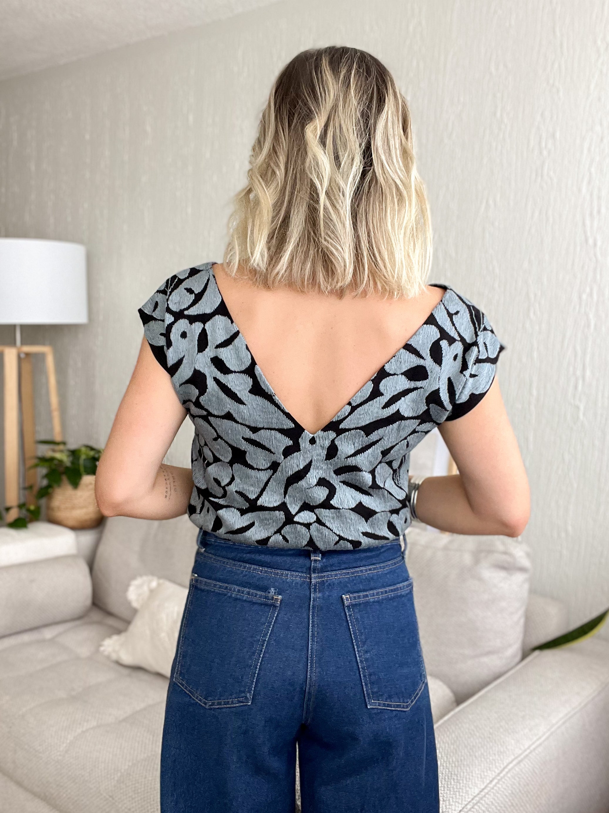 Blusa Jalapa V Negro / Plata