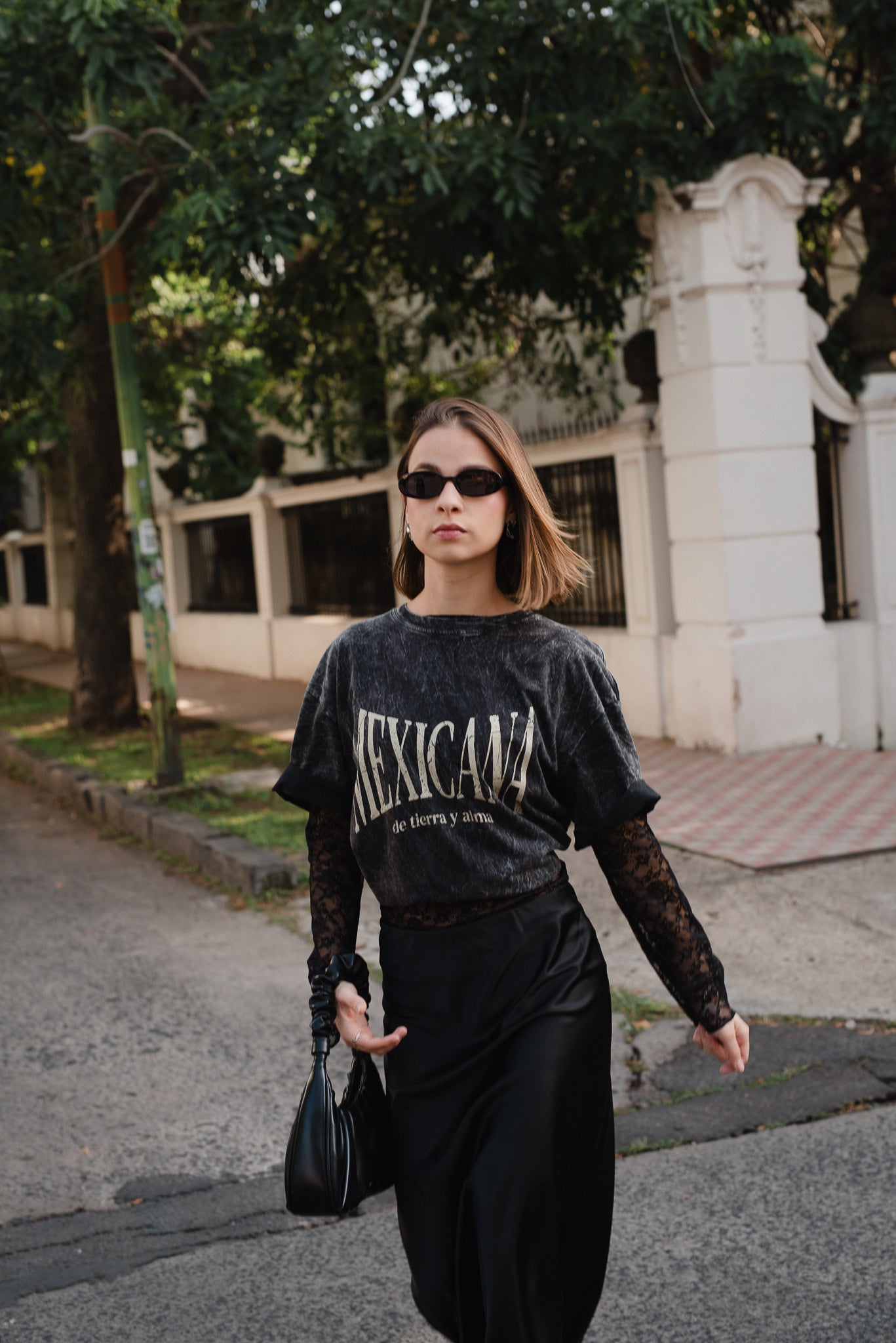 Playera Mexicana De Tierra Y Alma Negra Acid Wash Oversized