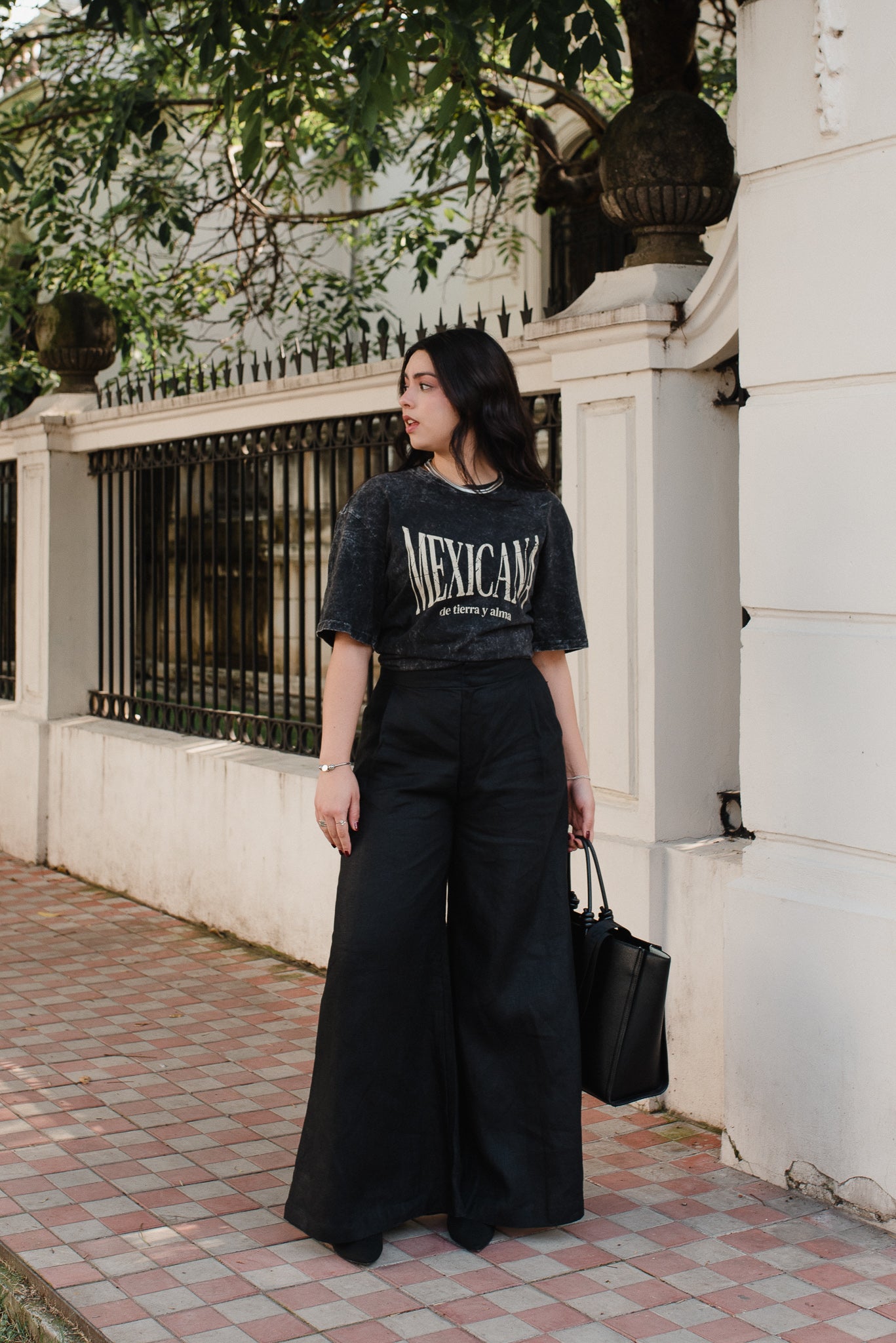 Playera Mexicana De Tierra Y Alma Negra Acid Wash Oversized
