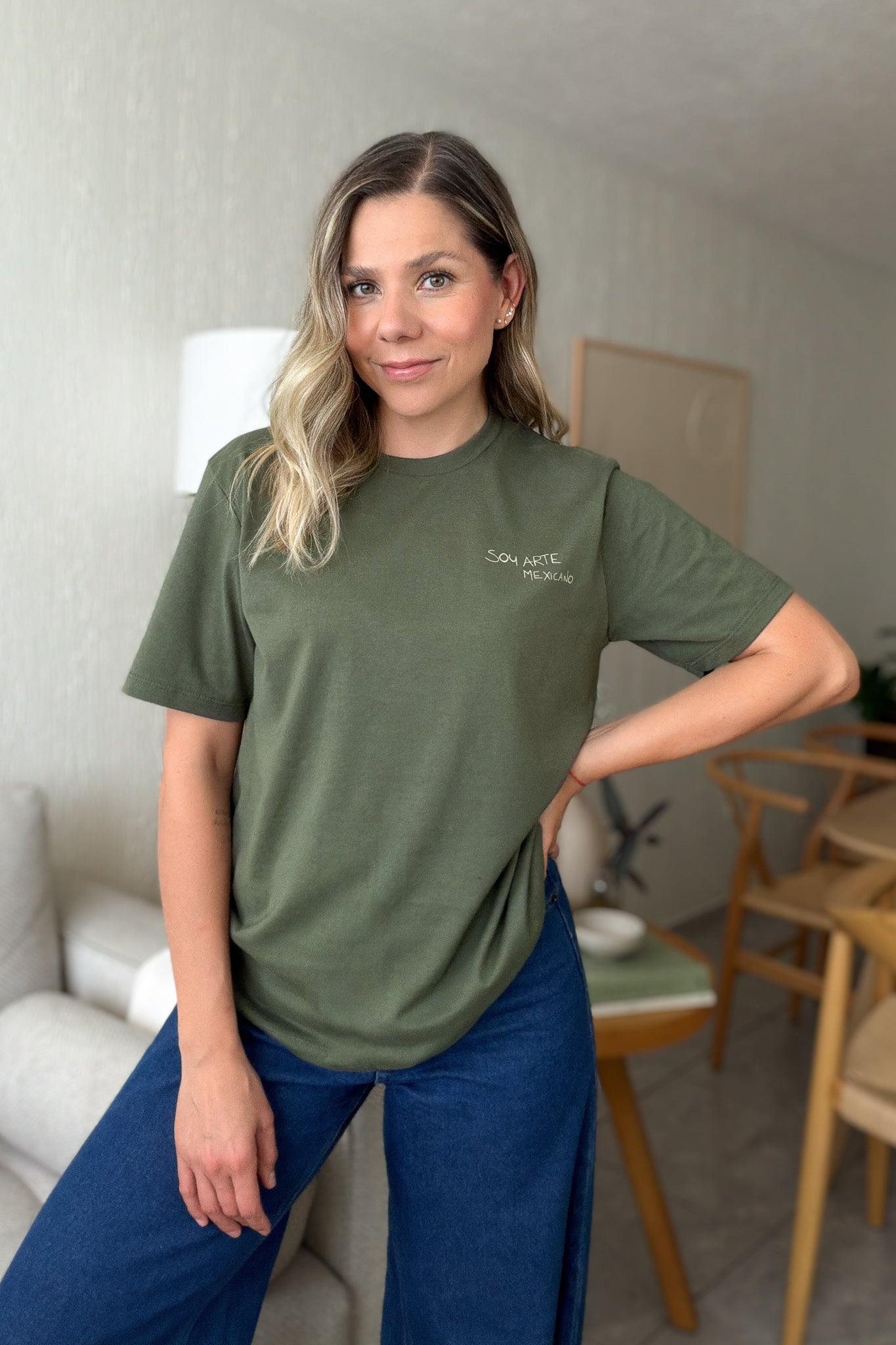 Playera Soy Arte Mexicano Verde Militar