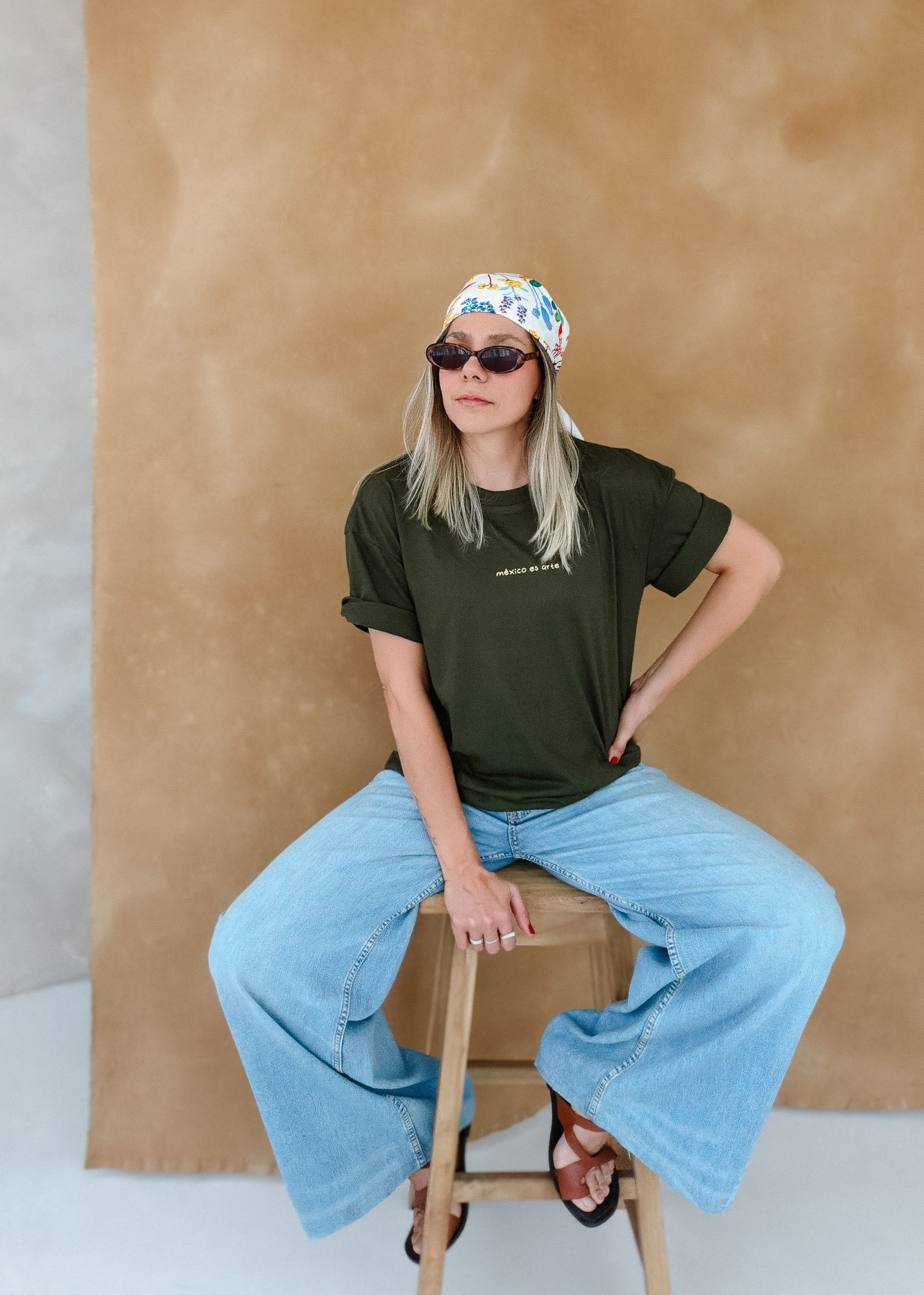 Playera México es Arte Verde Militar Oversized  (Algodón 200grs)