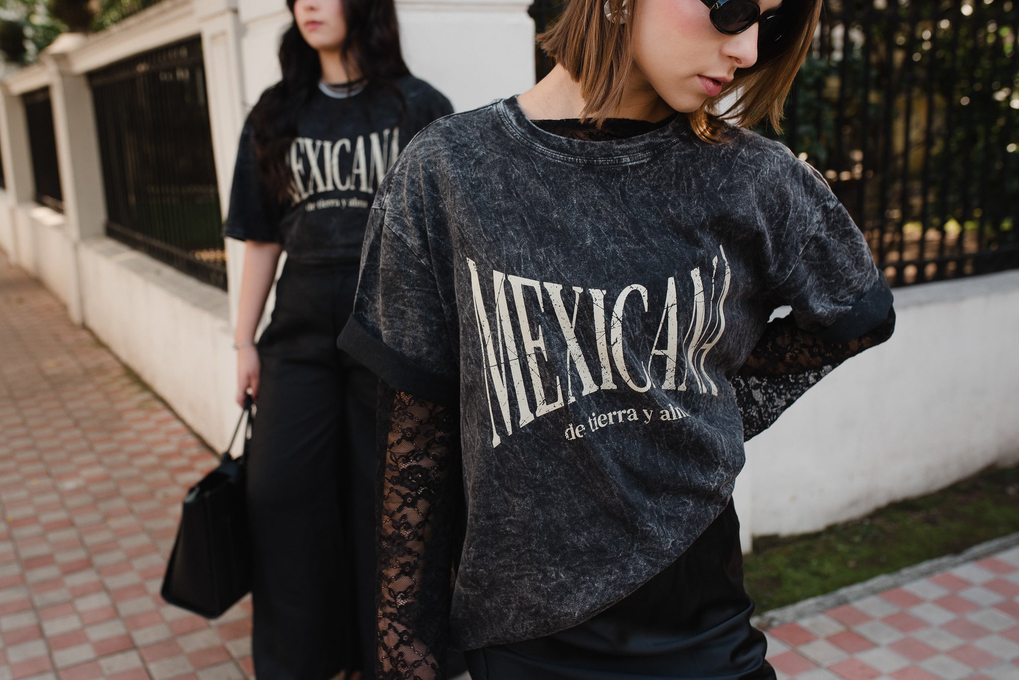Playera Mexicana De Tierra Y Alma Negra Acid Wash Oversized
