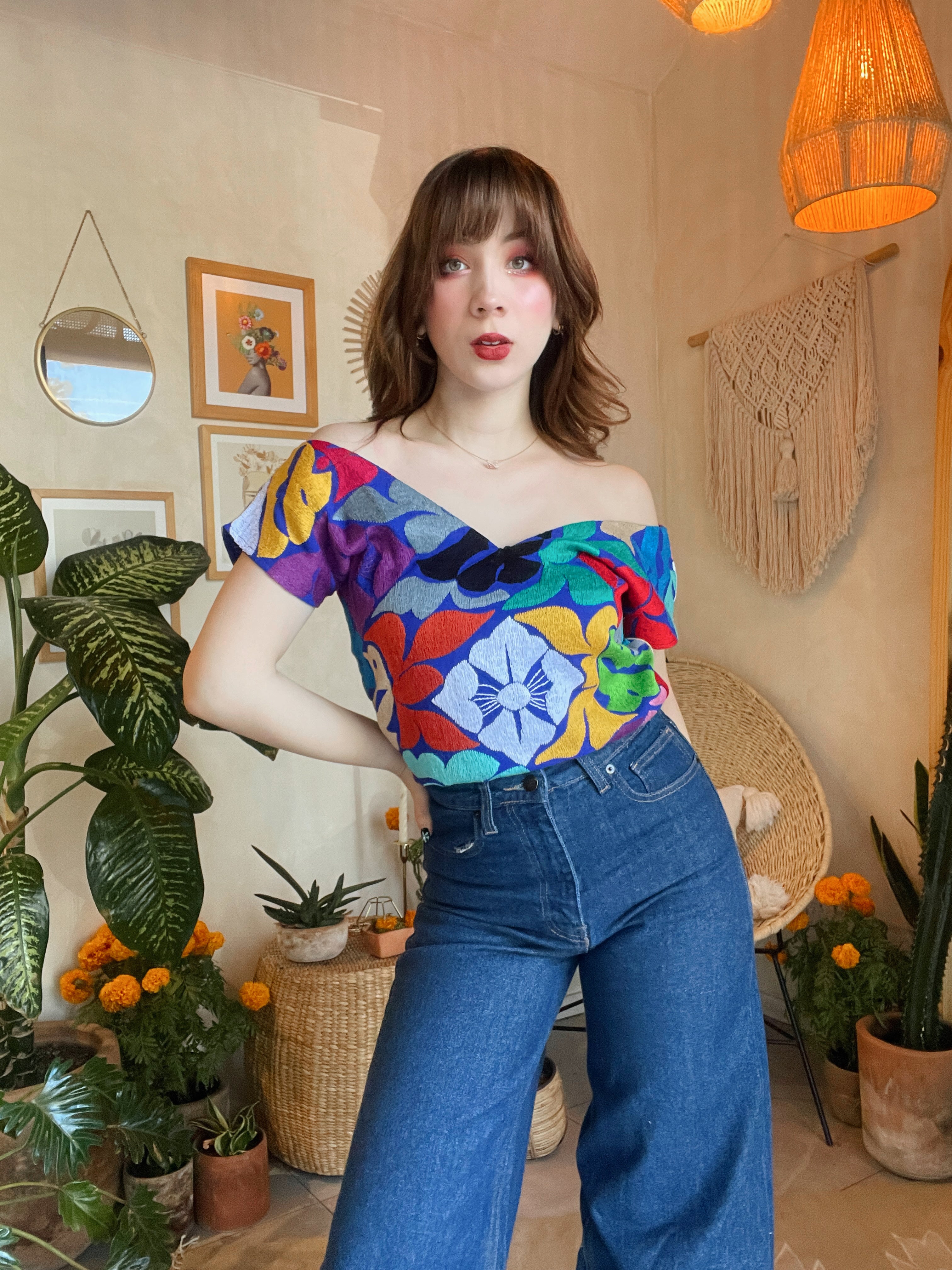 Blusa Jalapa V Azul Rey/Multicolor