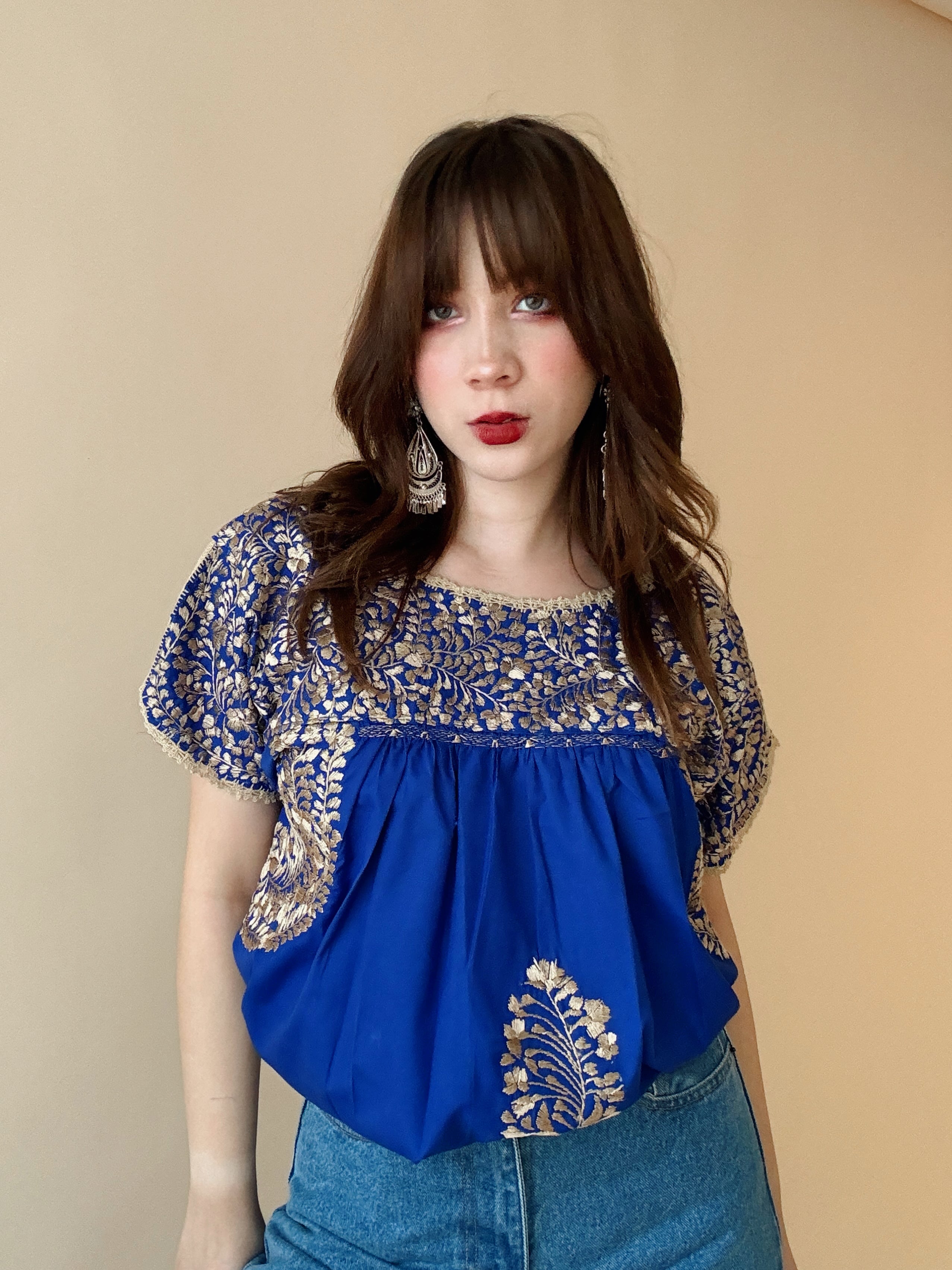 Blusa San Antonino Azul Rey/Dorado