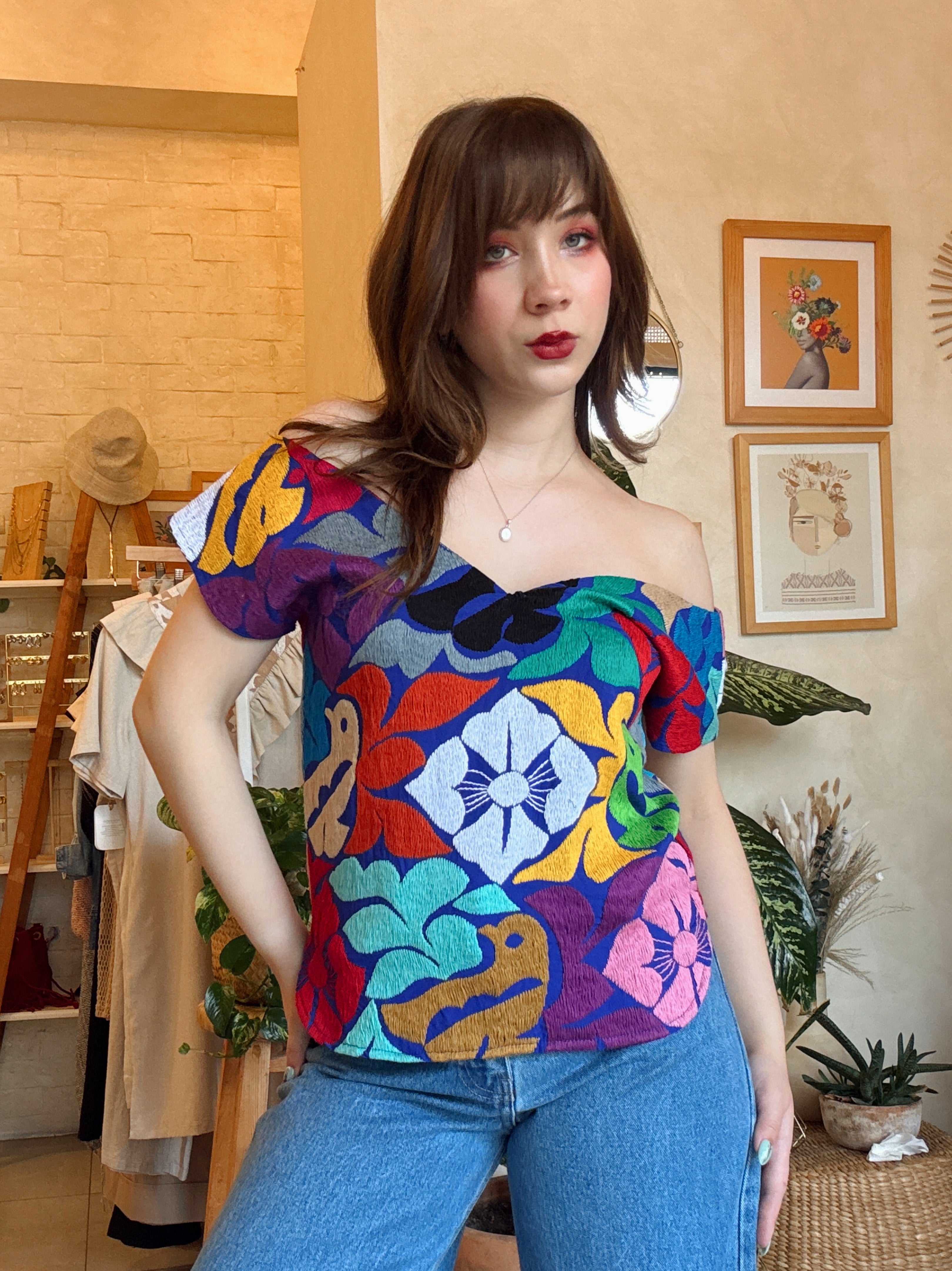 Blusa Jalapa V Azul Rey Multicolor