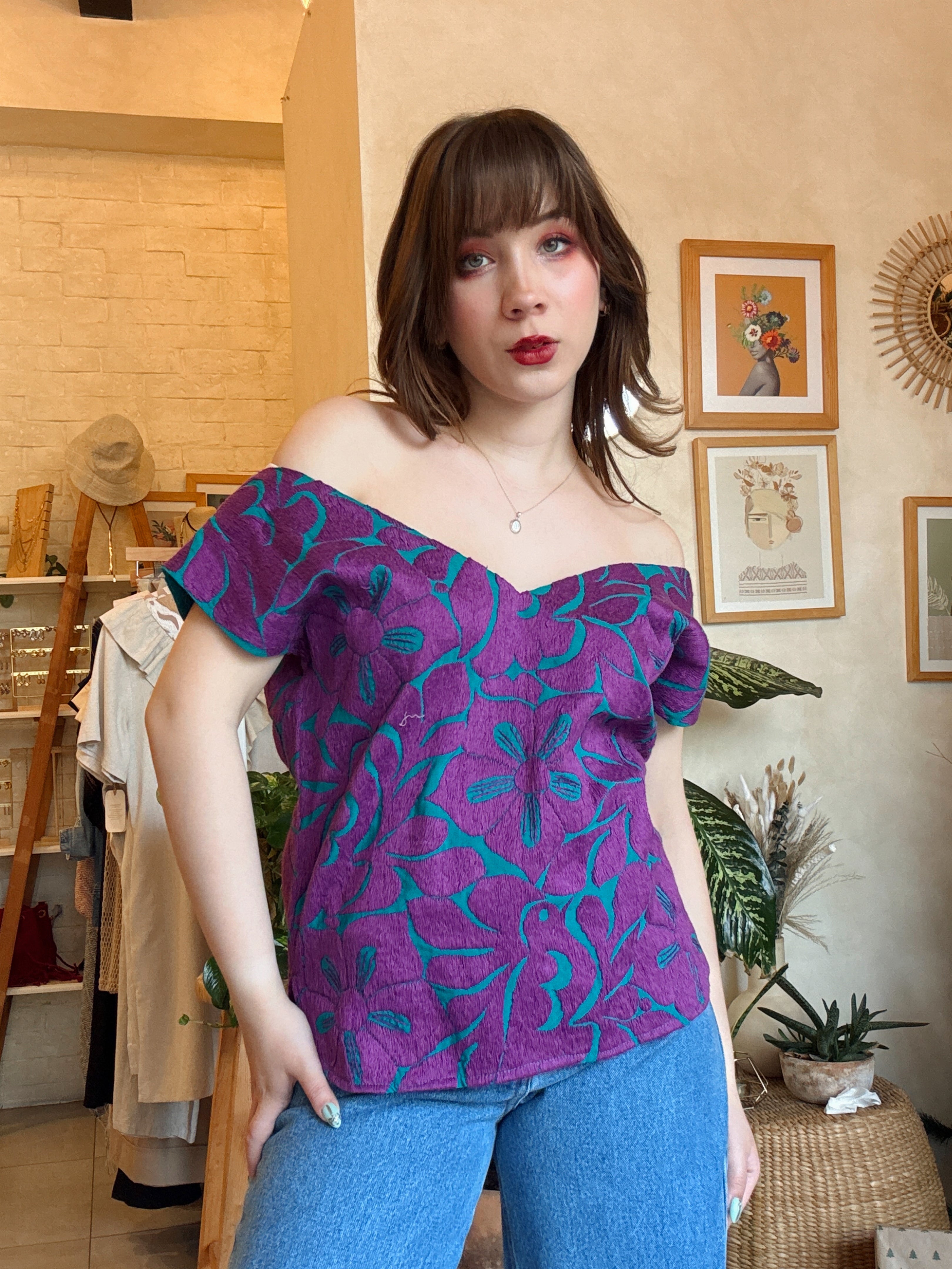 Blusa Jalapa V Turquesa/Morado