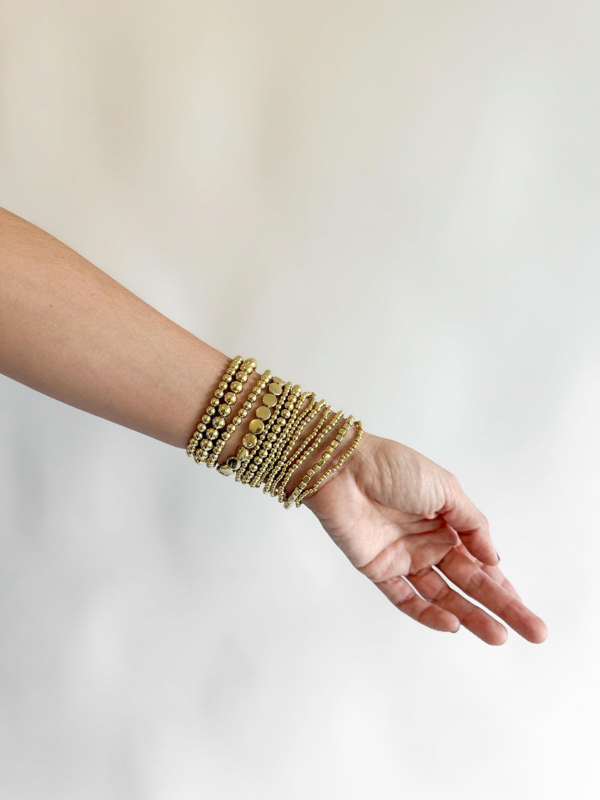 Pulseras Doble de Bolitas Doradas D54