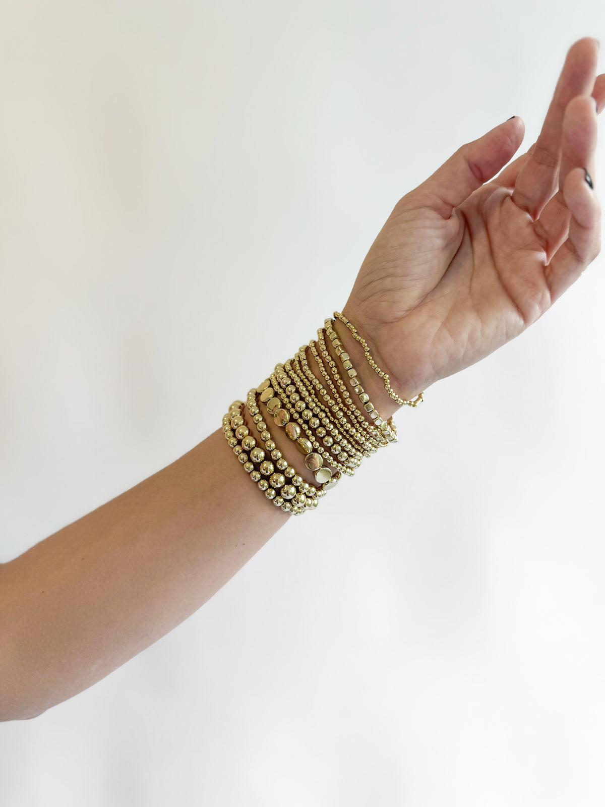 Pulseras Doble de Bolitas Doradas D54