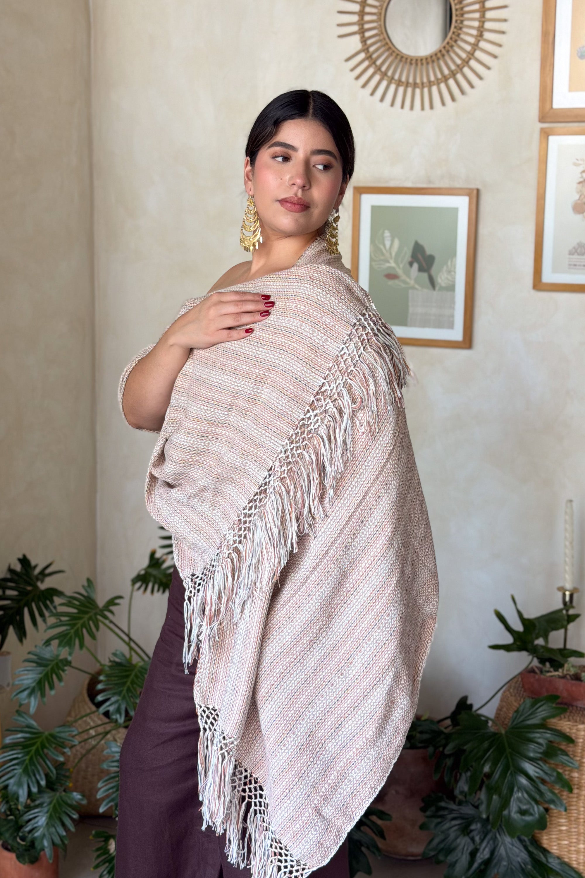 Rebozo El Legado Hueso Multicolor
