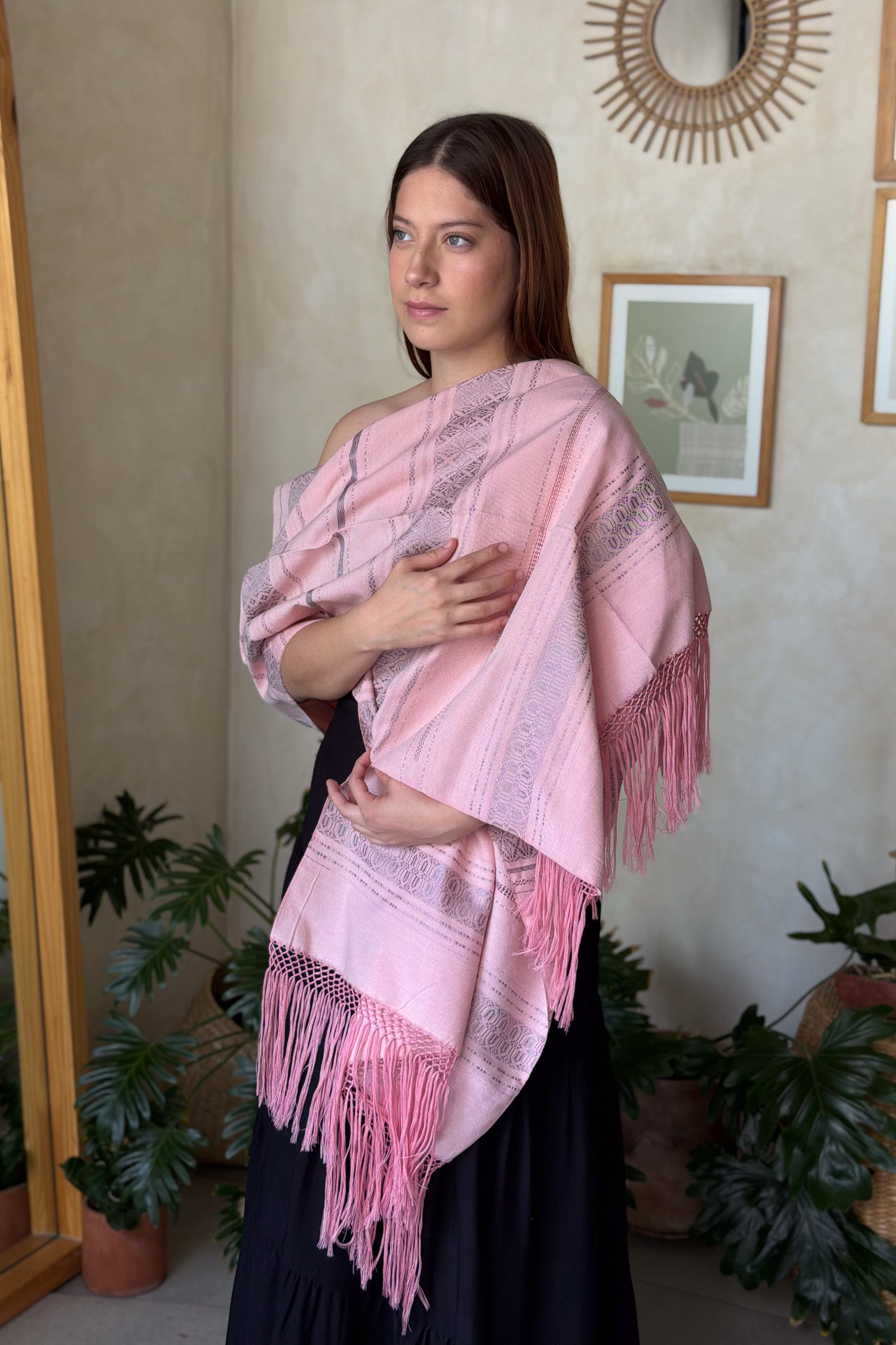 Rebozo Fino El Legado Rosa Gris