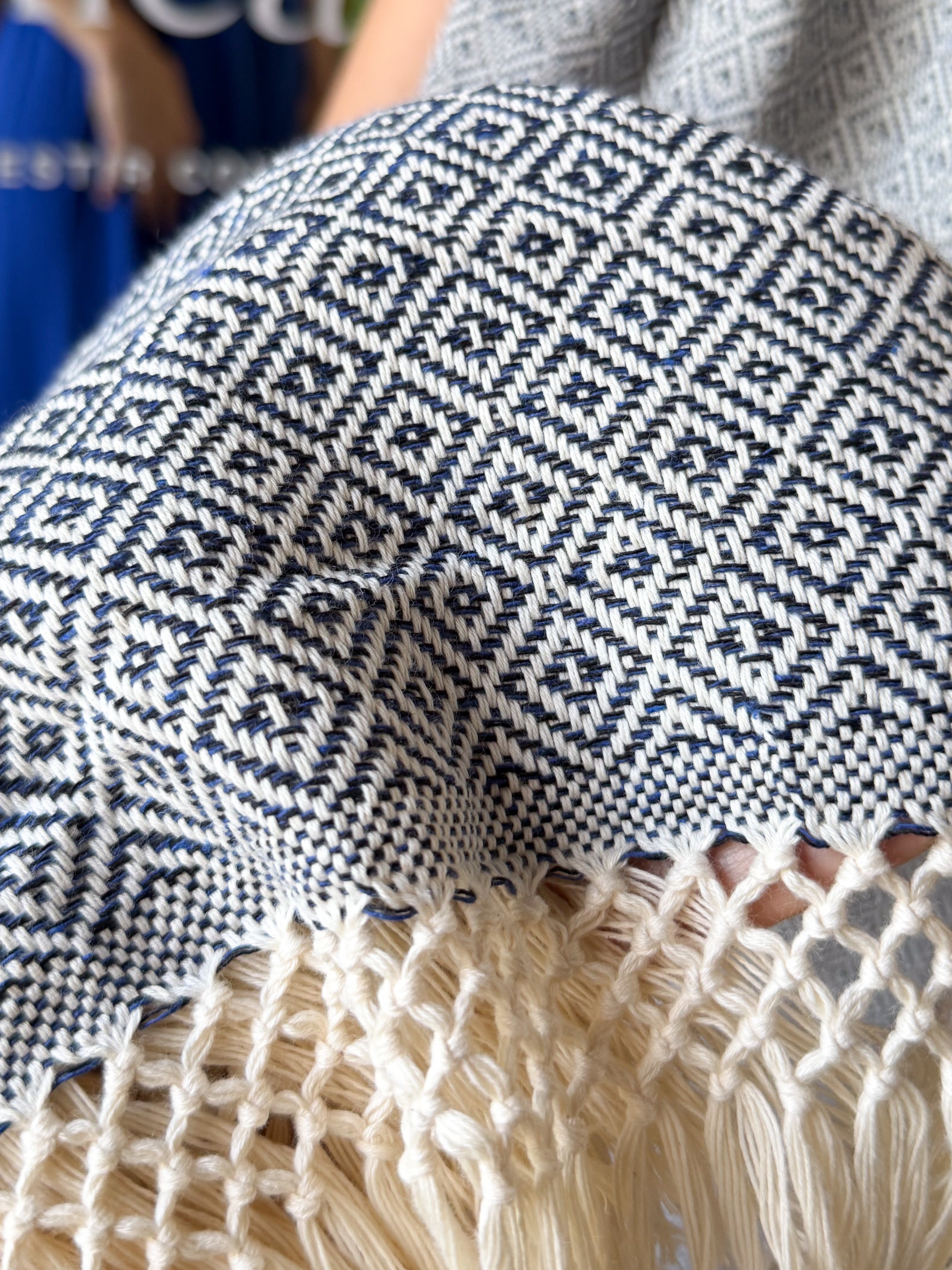 Rebozo El Legado Azul Marino Blanco