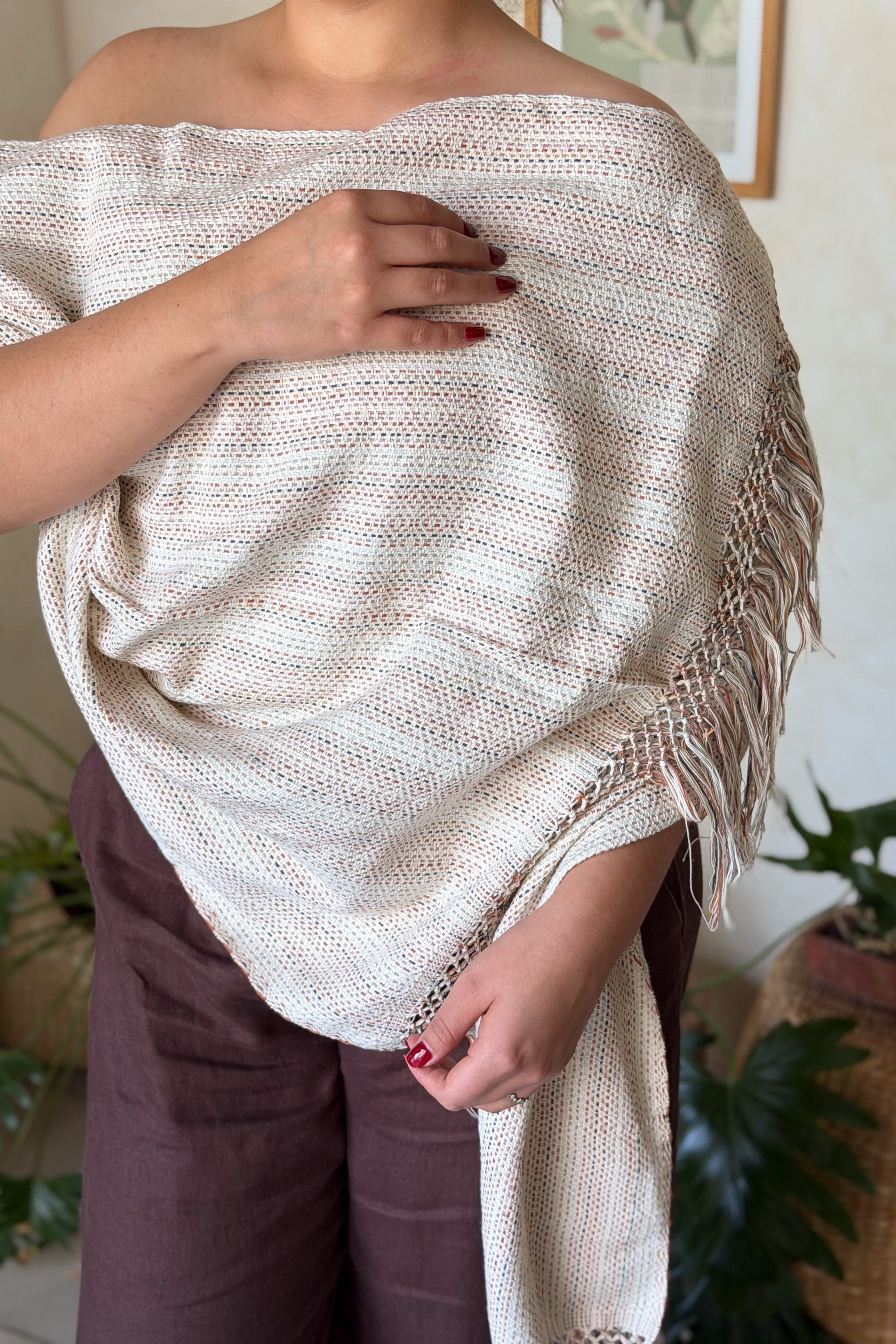Rebozo El Legado Rosa Beige Multicolor