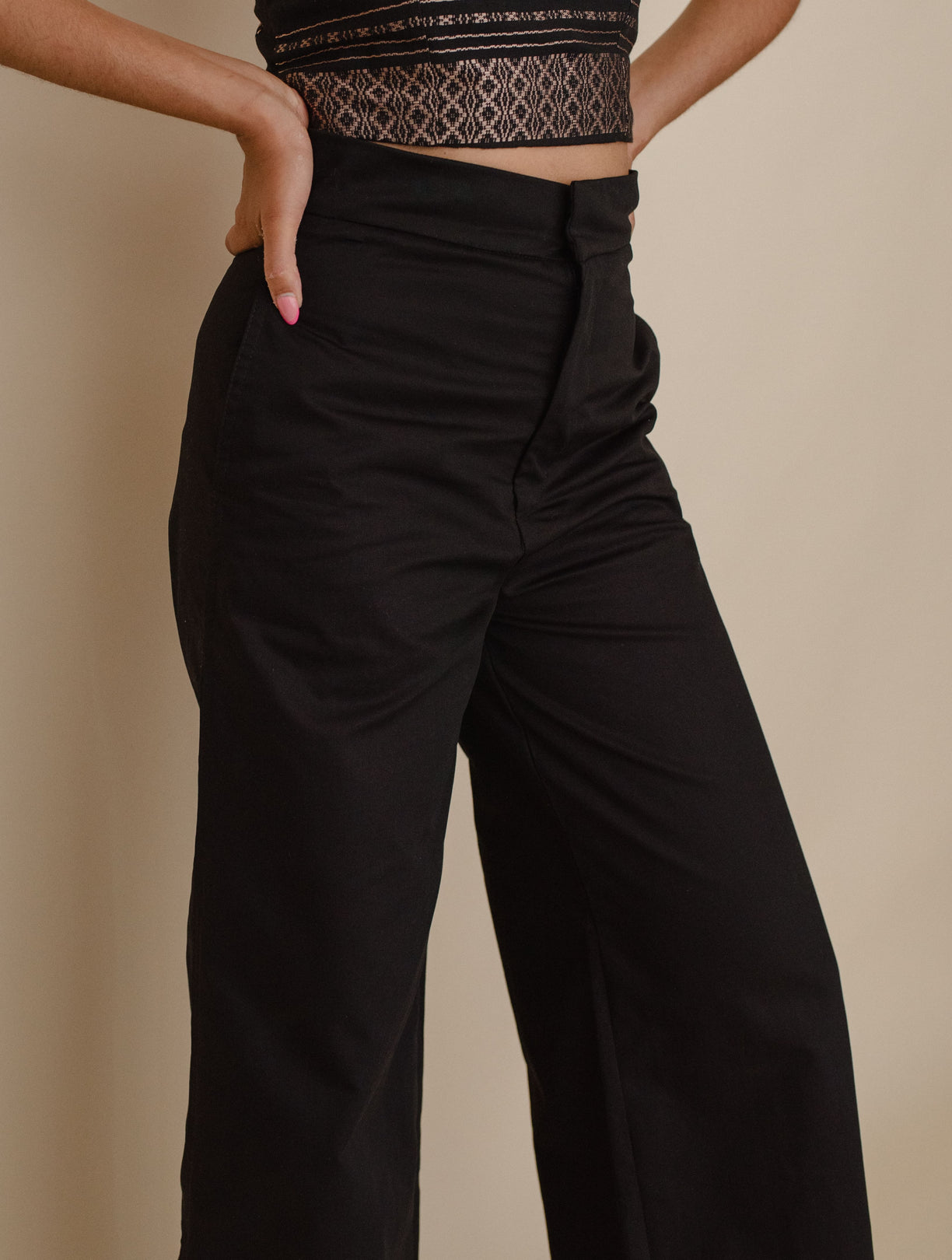 Pantalones Mujer, Pantalón 100% Algodón Negro Negro