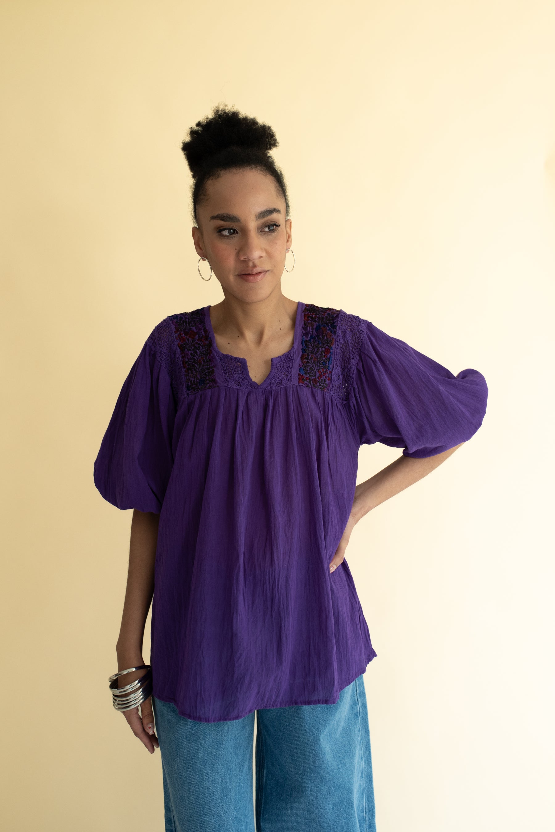 Blusa San Antonia Morado con Manga