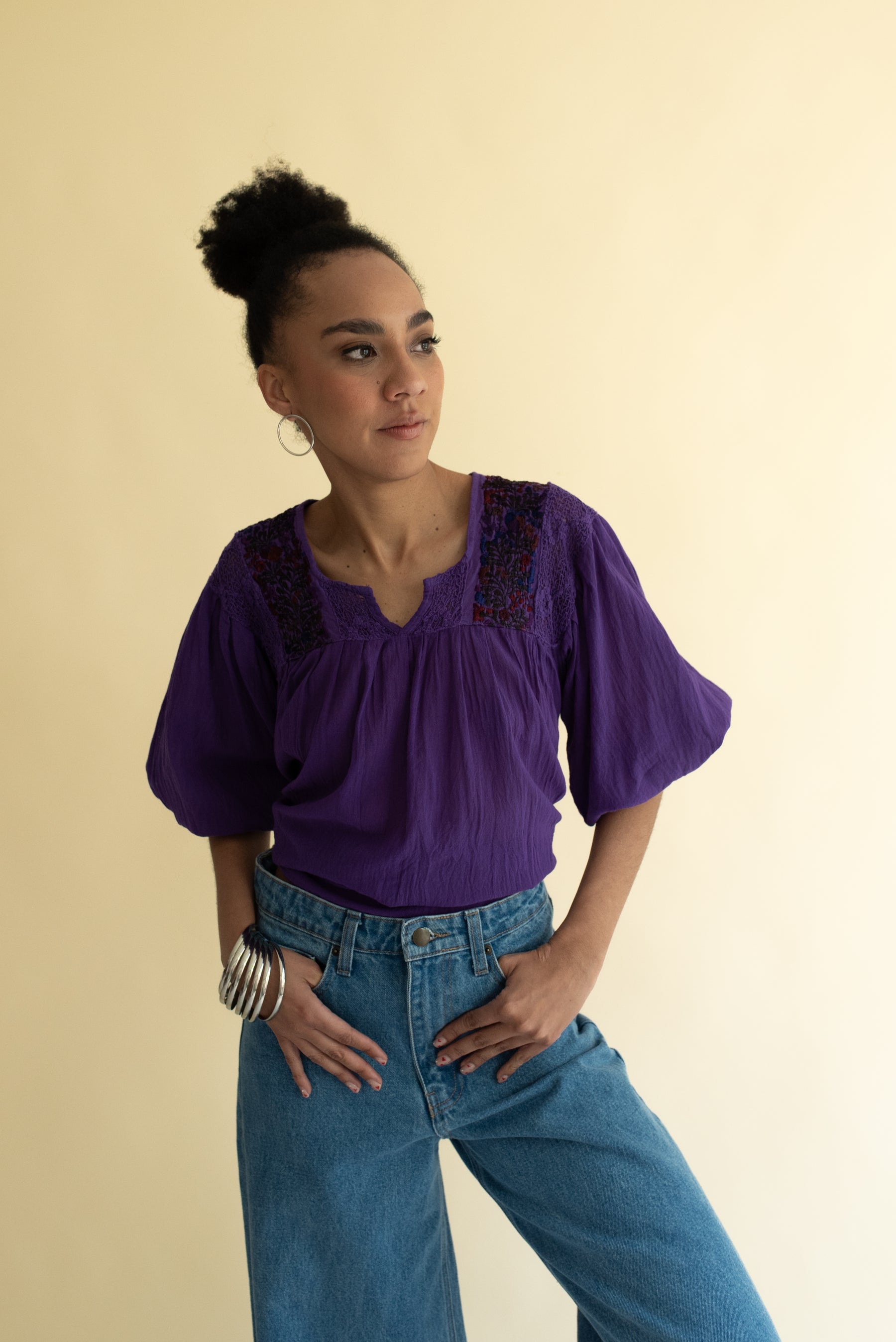 Blusa San Antonia Morado con Manga