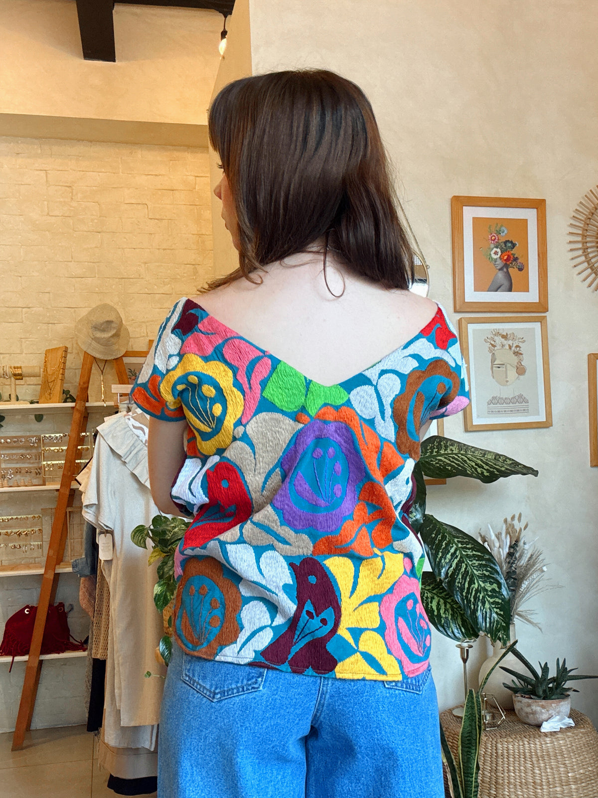 Blusa Jalapa V Turquesa/Multicolor