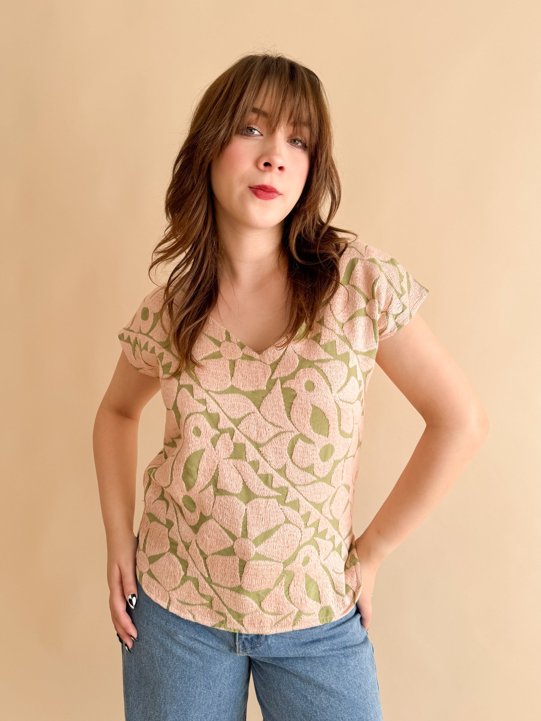 Blusa Jalapa V Verde/Nude