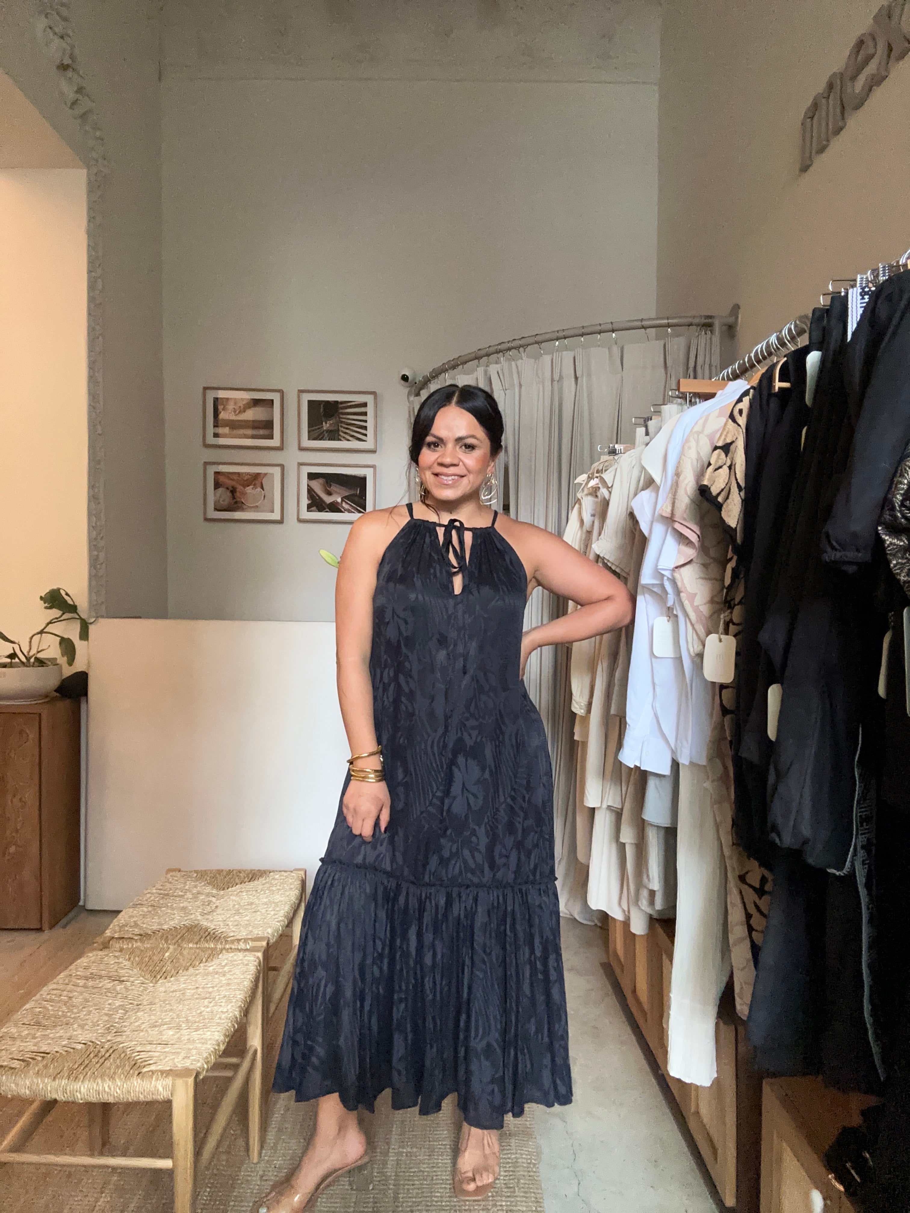 Vestido Binanda Negro Estampado