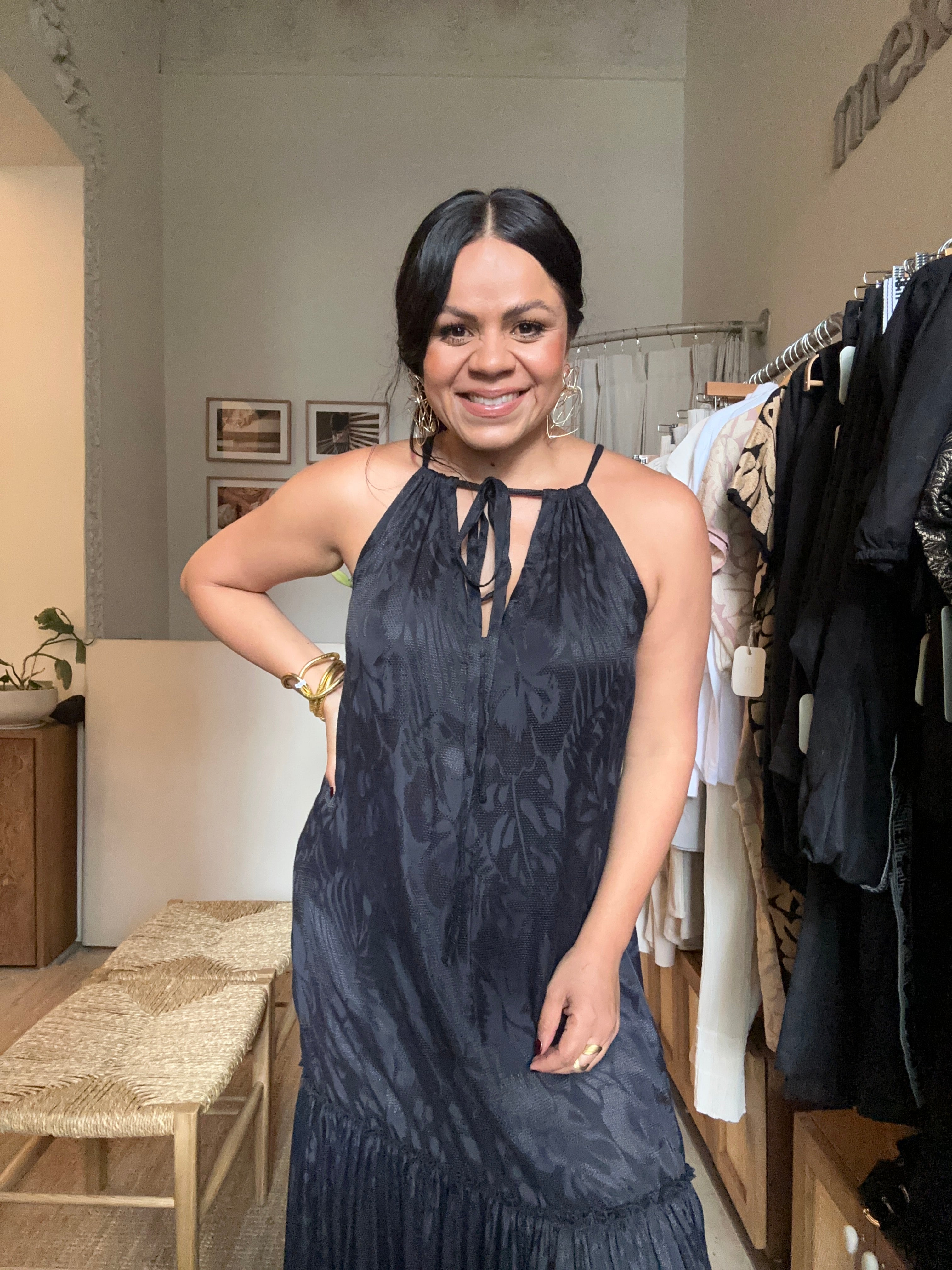 Vestido Binanda Negro Estampado