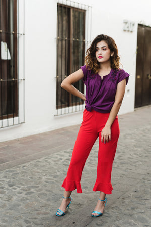 Mexicanartes Blusa San Antonia Bugambilia Sin Manga