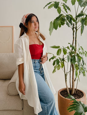 Vestido Camisero de Lino Marfil