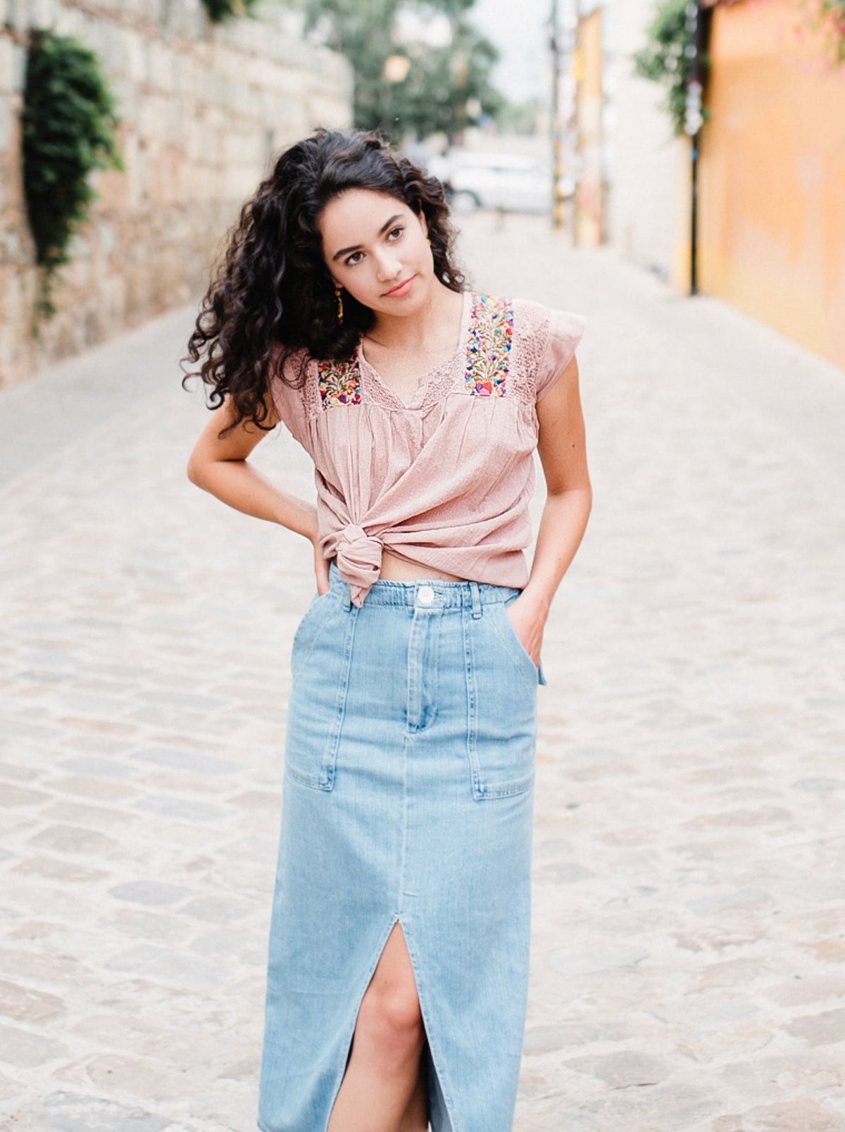 Blusa San Antonia Rosa Viejo, sin manga