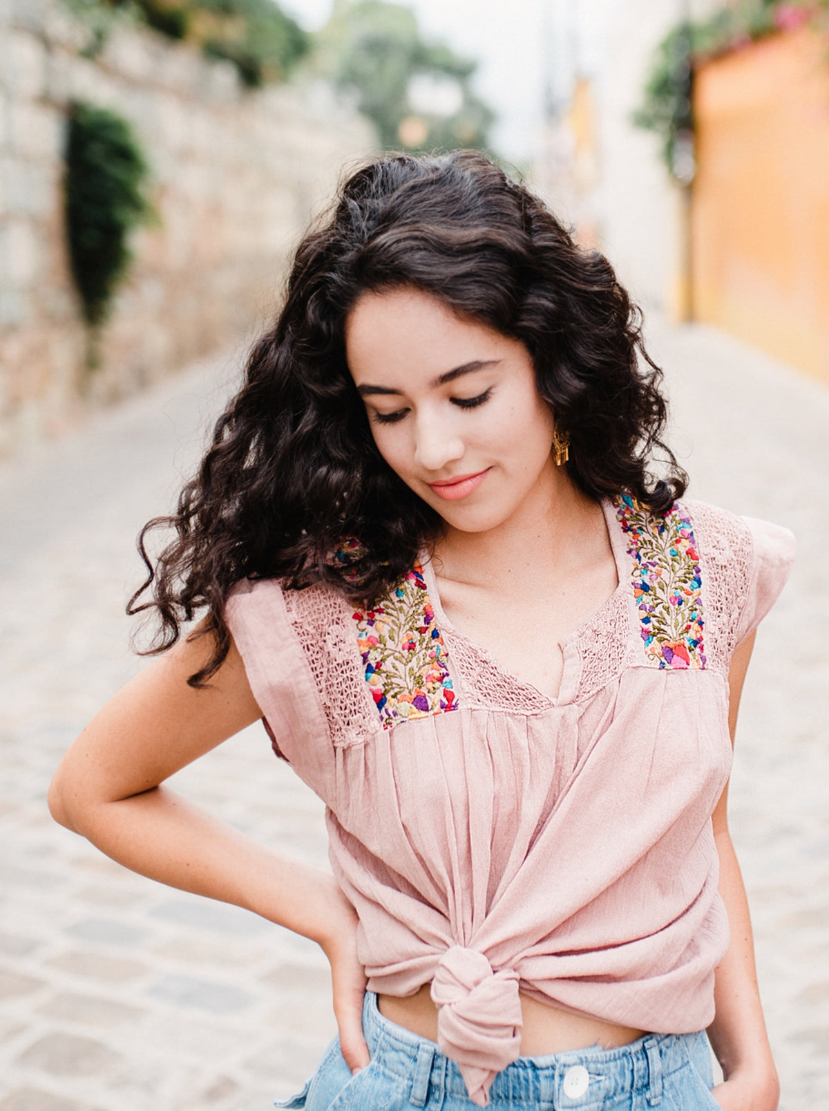 Blusa San Antonia Rosa Viejo, sin manga