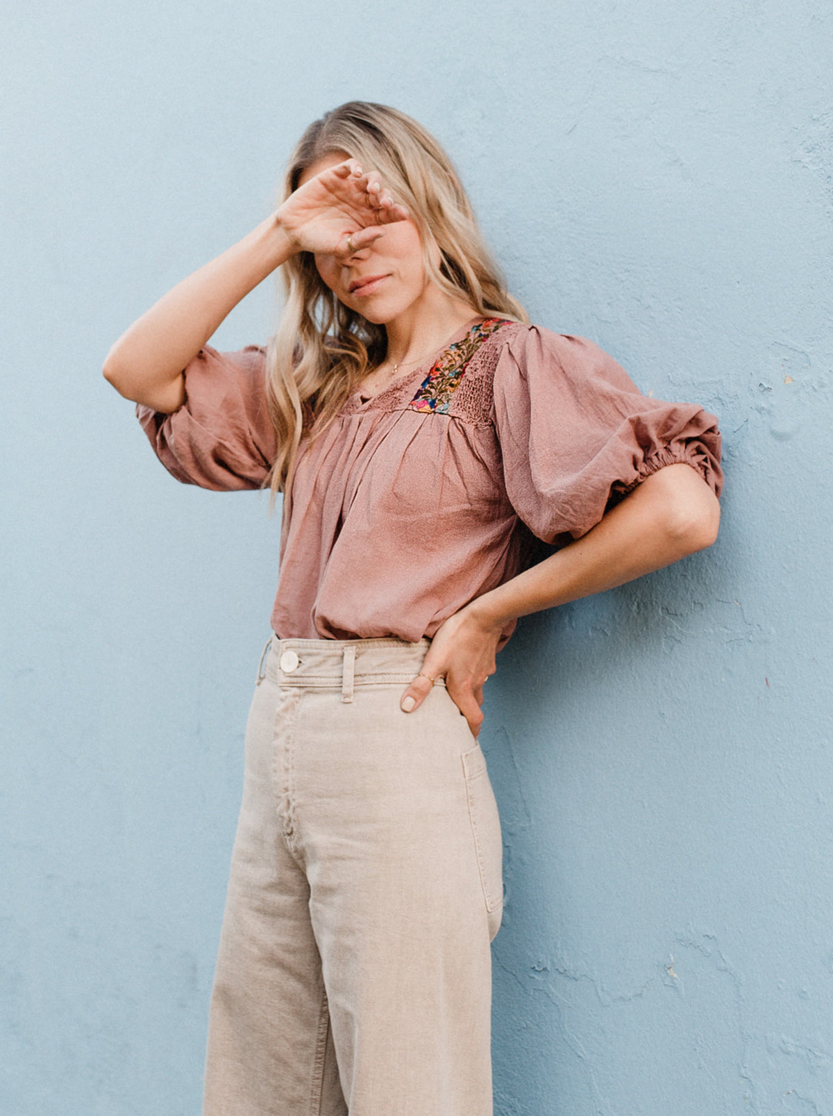 Blusa San Antonia Rosa Viejo, con Manga