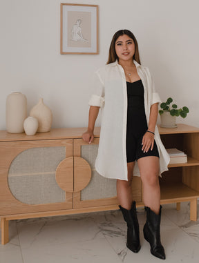 Vestido Camisero de Lino Marfil