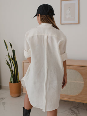 Vestido Camisero de Lino Marfil