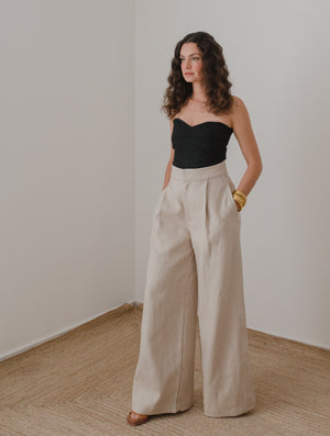 Mexicanartes Pantalón Paciencia de lino Marfil
