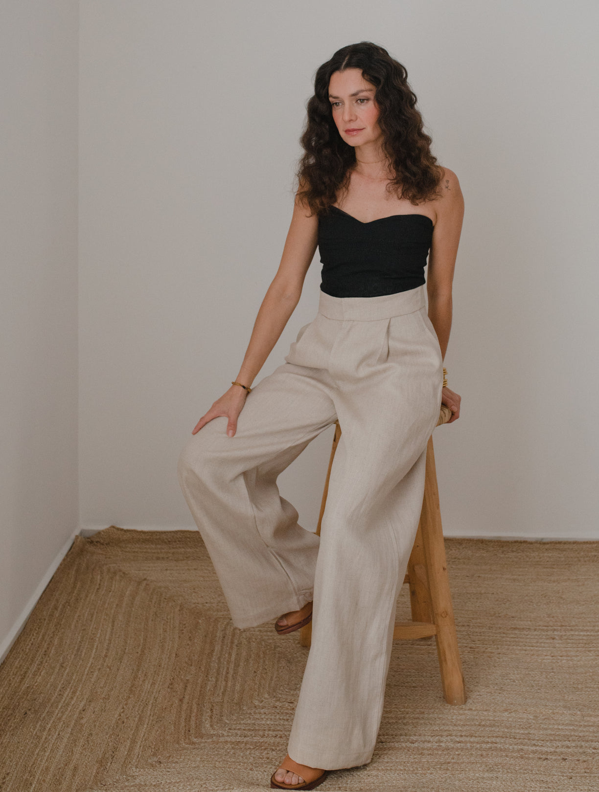 Mexicanartes Pantalón Paciencia de lino Marfil
